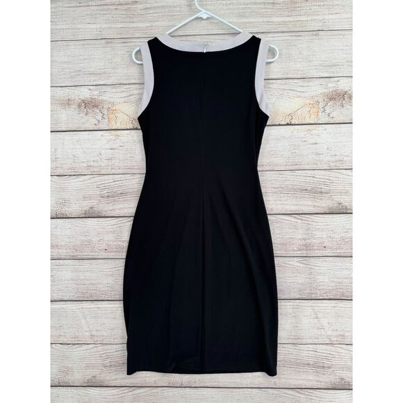 Lauren Ralph Lauren Ruffle Side Bodycon Dress Women's Size 6 Black/White Trim - Picture 2 of 12